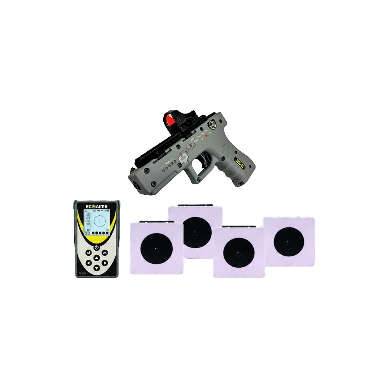 Ecoaims P3-E Camera Pistol with E-Di3 and TAR100 Targets